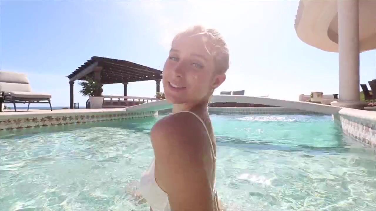 .Caroline Zalog in White Bikini at Pool