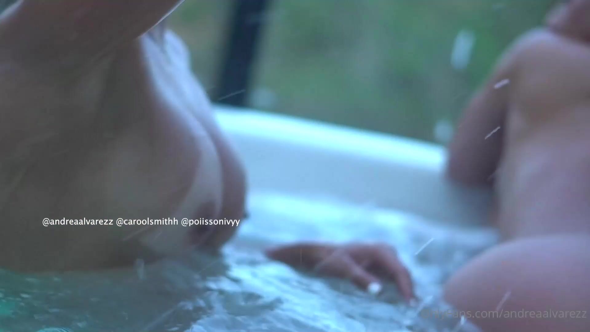 Andrea Alvarez lesbian hot tub threesome