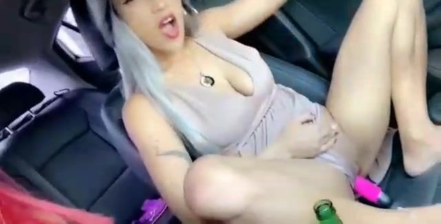 Latina chicas dildo sex while driving