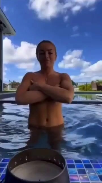 Mandy Rose topless in pool