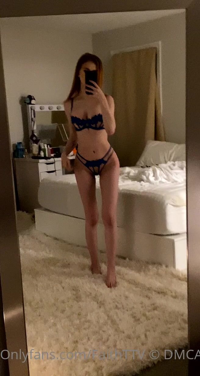 Faithttv showing off her blue lingerie