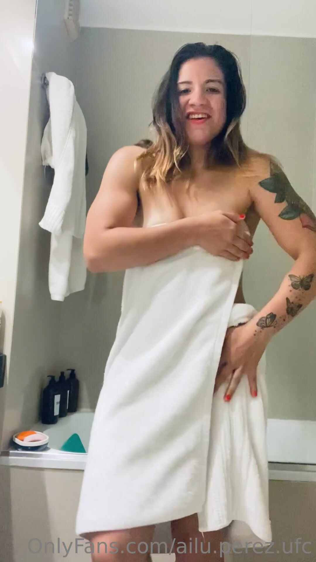 Ailin Perez UFC Fighter Towel Striptease